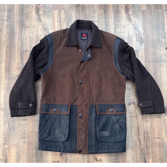 Vintage Redox Men’s Leather Jacket Coat Zip Up Korean Genuine Size 105 Gorpcore